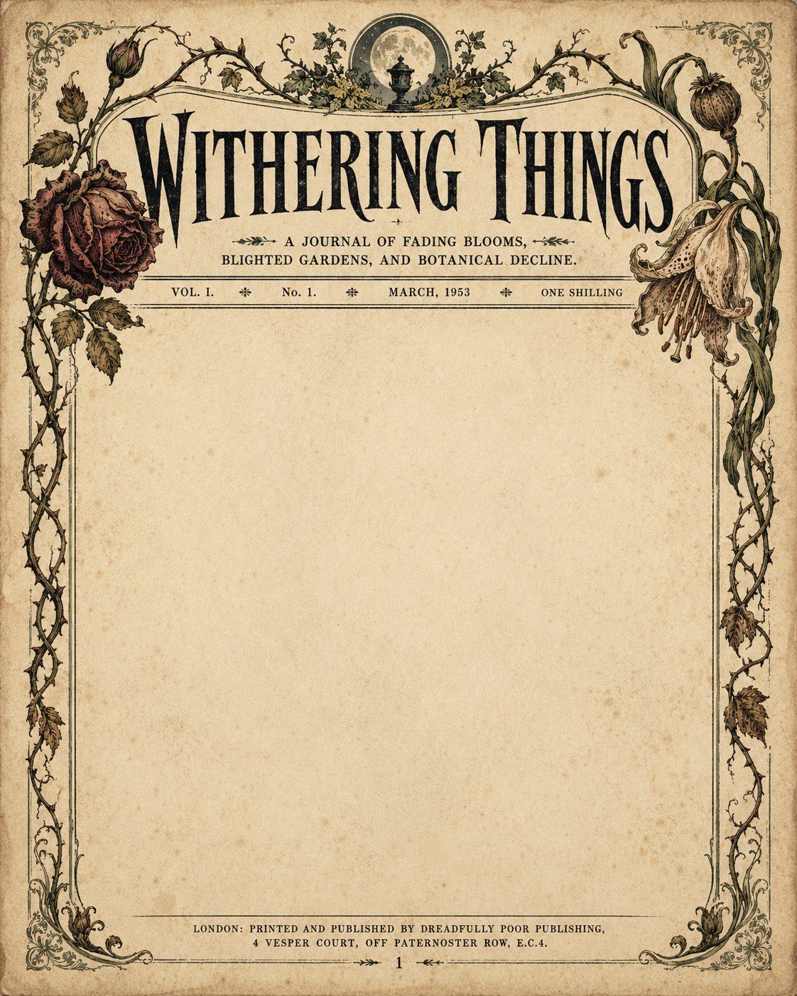 Withering Things broadsheet