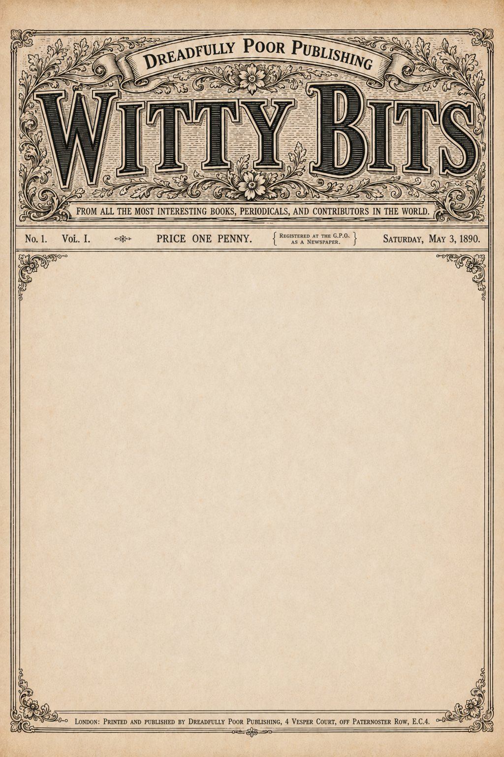 Witty Bits broadsheet