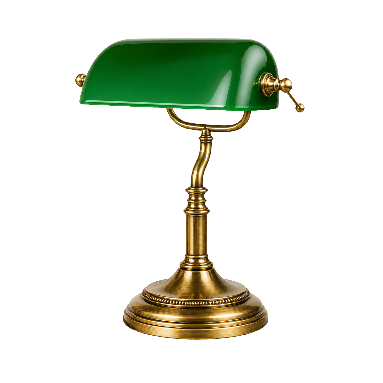 DPP green library desk lamp, switched off