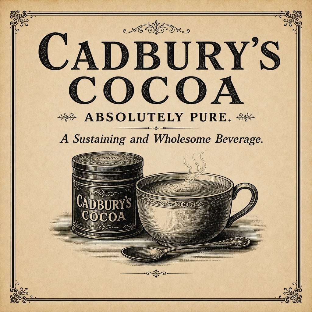 Cadbury's Cocoa absolutely pure broadsheet notice