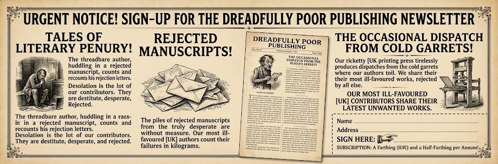 Urgent notice: sign-up for the Dreadfully Poor Publishing newsletter