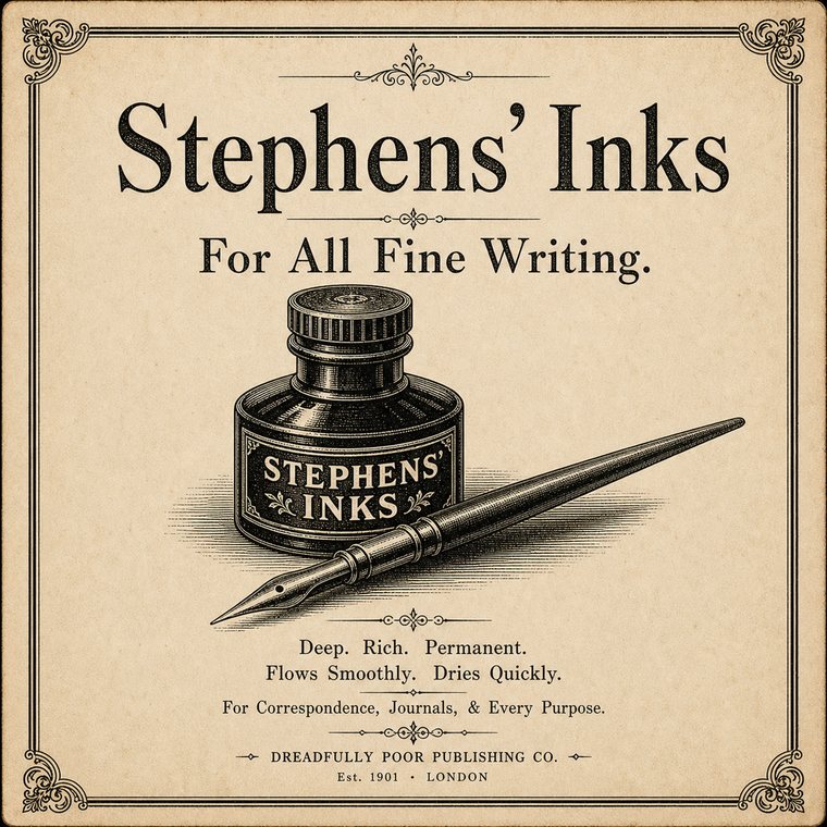 Stephens' Inks broadsheet notice